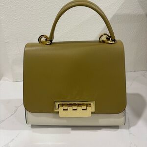 Zac Zac Posen Olive Green and Cream Handle Shoulder Bag